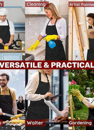 2 Pcs Plus Size Chef Apron, Unisex Professional Apron with 2 Pockets for Cooking, Work, Baking (Larger Size)