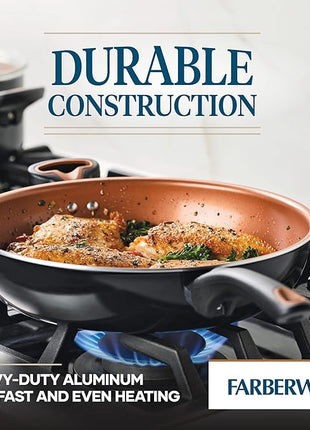 Farberware Glide Deep Nonstick Frying Pan / Fry Pan / Skillet with Helper Handle - 12.5 Inch, Black