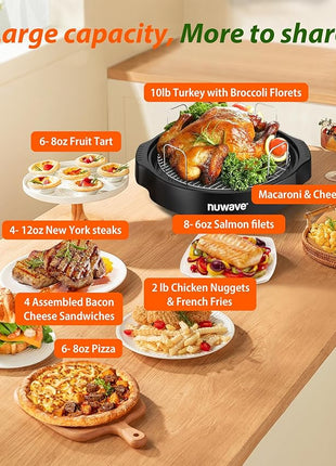 Nuwave Oven Pro Plus Air Fryer, Infra-Red Countertop, 2025 Advanced Convection, No Defrosting or Preheating, Cook Fresh or Frozen, Durable Power Dome, 100 Presets & 50 Memory, PFAS Free, Black