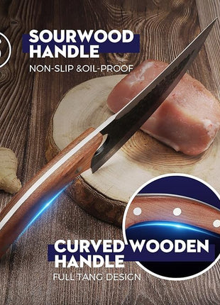 Huusk Knife Japan Kitchen, Upgraded Viking Knives with Sheath Hand Forged Butcher Knife for Meat Cutting Japanese Cooking Meat Cleaver Huusk Chef Knives for Outdoor Camping, BBQ