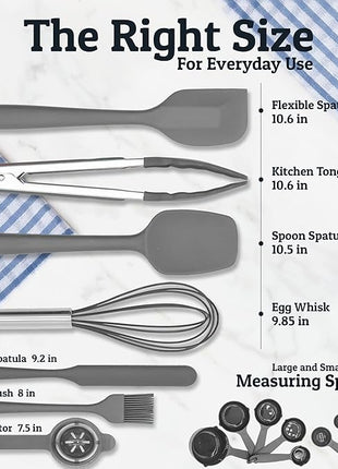 Priority Chef Stainless Steel Mixing Bowls with Lids Set - Premium 30Pcs with 6pc Metal Bowl Set for Kitchen, 3 Graters, Airtight Lids, Non-Slip Bases & Silicone Utensils, Grey