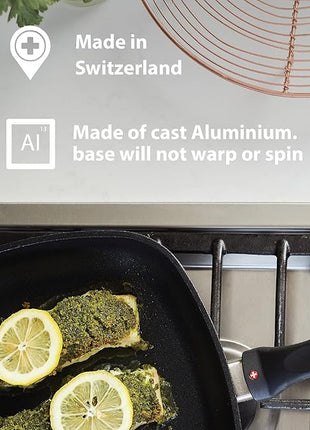 Swiss Diamond 7 Inch Frying Pan Nonstick Diamond Frying Pan, Aluminum Coated Skillet, Dishwasher Safe and Oven Safe Fry Pans with Ergonomic Handle, Grey