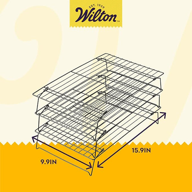 Wilton Excelle Elite 3-Tier Cooling Rack for Cookies, Cake and More - Cool Batches of Cookies, Cake Layers or Finger Foods, Black