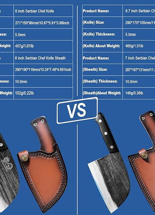 XYJ Authentic Since 1986,6 Inch Serbian Chef Knife With Sheath,Handmade Forged Ancient Outdoor Camping Kitchen Butcher Knife,Vegetable Cooking Meat Knives,Full Tang