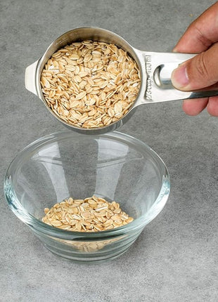 Set of 7 Heavy Duty Measuring Cups, 18/8 Stainless Steel with Ring Connector, Silver