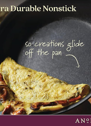 Anolon Smart Stack Hard Anodized Nonstick Frying Pan Set / Skillet Set - 8.5 Inch and 10 Inch, Black