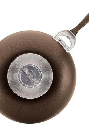 Circulon Symmetry Hard Anodized Nonstick Wok/Stir Fry Pan with Lid, 12", Chocolate
