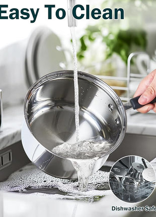 Cook N Home Stainless Steel Cookware Sets 10-Piece, Pots and Pans Kitchen Cooking Set with Stay-Cool Handles, Dishwasher Safe, Silver