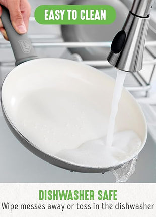 GreenLife Non Stick Fry Pan Set (7" & 10"), Non-Toxic PFAS-Free Ceramic Skillets, Dishwasher & Oven Safe, Egg Omelet Frying Pans, Stay- Cool Handles, Kitchen Home Cooking Essentials, Gray