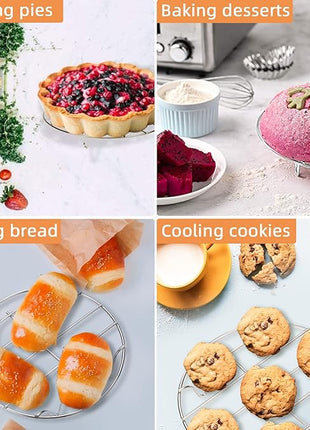 TamBee 7 Inch Round Cooking Rack Air Fryer Rack Cooking Steaming 304 Stainless Steel Round Rack Cross Wire w Stand Cookware for Air Fryer Pressure Cooker Canning 2Pcs(2,7Inch)