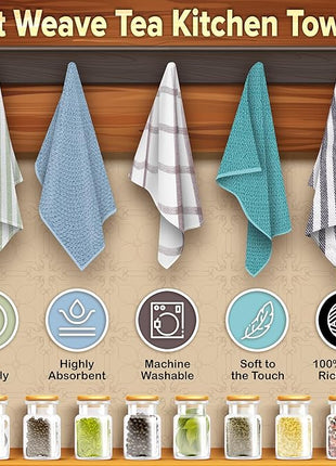 KAF Home Premium Kitchen Towels (18" x 28"), Large 100% Cotton, Flat & Terry Absorbent Dish Towel Set (Black, 18 x 28-6 Pack)