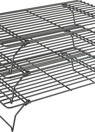 3 Tier Stackable Cooling Rack for Batch Cooling Cookie, Pizza, Cake-15.8”x 10”- Heavy Duty Cooling Racks for Cooking and Baking, Oven and Dishwasher Safe Baking Supplies-Black