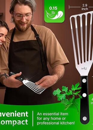 MIU Fish Spatula Stainless Steel, Flexible, Polished Metal, Corrosion Resistant, Kitchen Slotted Turner [Upgraded Version]