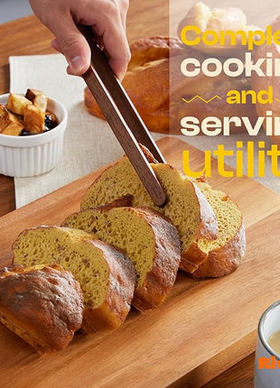 Riveira Teak Wooden Cooking Utensils Set of 9 Premium Quality Non-Toxic Wooden Spoons & Spatulas for Cooking, Stirring, Flipping & Serving