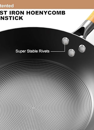 imarku NonStick Wok Pan, 12.5 inch Woks & Stir-Fry Pans Nonstick, Cast Iron Wok with Detachable Handle, Easy Clean Nonstick Frying Pan, Compatible with All Cooktops, Best Gifts for Women/Men