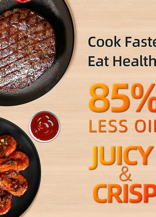 Air Fryer 10-in-1, 5.3QT Compact Oil Free Cooker with Visible Window & Dishwasher Safe Basket，Healthy Cooking, Digital Control for Family