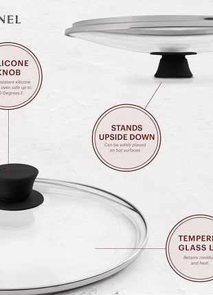 Cuisinel Pre-Seasoned Cast Iron Skillet (10-Inch) with Glass Lid and Handle Cover Oven Safe Cookware - Heat-Resistant Holder - Indoor and Outdoor Use - Grill, Stovetop, Induction Safe