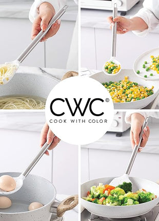 COOK WITH COLOR Silicone Cooking Utensils, Kitchen Utensil Set, Easy to Clean Silicone Kitchen Utensils, Cooking Utensils for Nonstick Cookware, Kitchen Gadgets Set, 5 Pieces, Speckled White