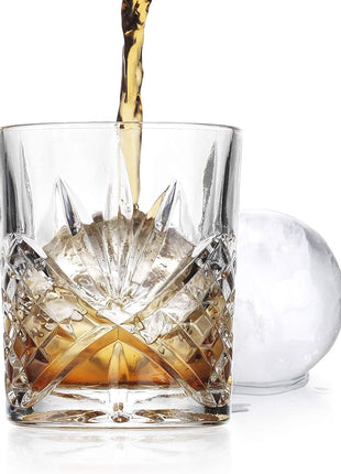 Godinger Old Fashioned Whiskey Glasses with Bonus Sphere Ice Ball Maker Ice Molds, Whiskey Drinking Glasses Set of 2, Rocks Glasses, Gifts for Men - Dublin Collection, Set of 2