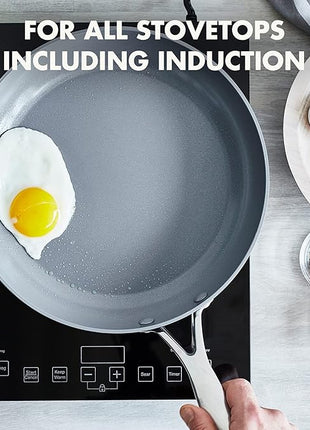GreenPan Valencia Pro Hard Anodized Healthy Ceramic Nonstick 10" Frying Pan Skillet with Lid, PFAS-Free Cookware, Stainless Steel Handle, Induction Suitable, Dishwasher Safe, Oven Safe, Gray