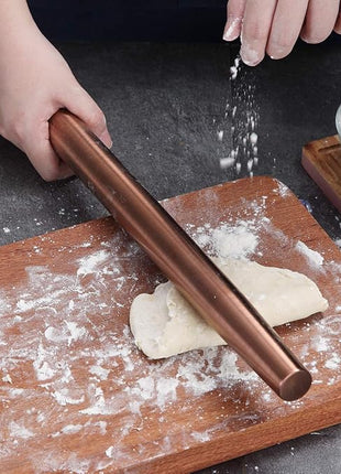 Berglander Rose Gold Rolling Pin, 16.7 Inches Stainless Steel Matte Finish With Rose Gold Titanium Plating Copper Rolling Pin For Baking, Pizza, Dough, Pie, Cookie, Gift Ideas For Bakers.