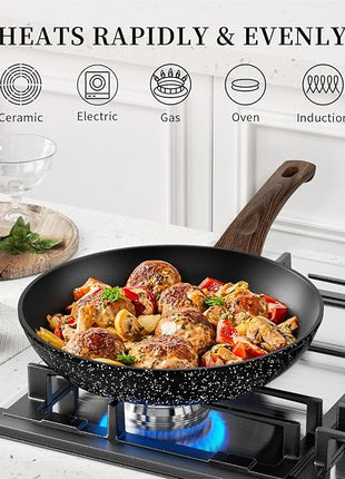 Non Stick Frying Pan, Frying Pan Nonstick Egg Pan Non Toxic, Small Skillet Pans Omelette Pan, Induction Compatible, PFOA Free Healthy Pans(8 Inch, Black)