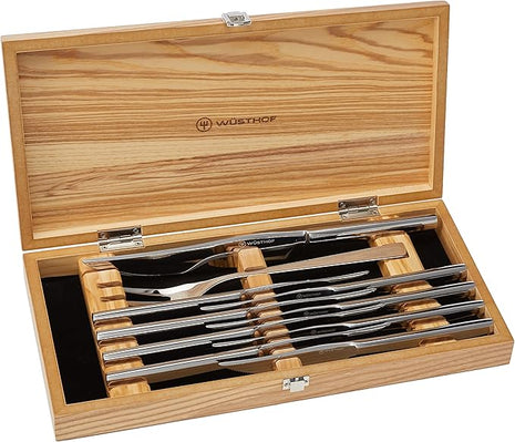Wüsthof 10-Piece Stainless Steak and Carving Knife Set, Olivewood