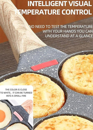 Fried Egg Pan, Egg Frying Pan with Lid Nonstick 4 Cups Pancake Pan Aluminium Alloy Cooker for Breakfast(White)