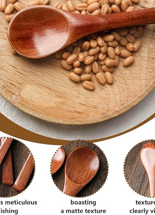 HANSGO 12PCS Small Wooden Spoons, 5 Inches Honey Spoon for Tea Coffee Jam Bath Sugar Salts Spices Condiment (Dark Brown)