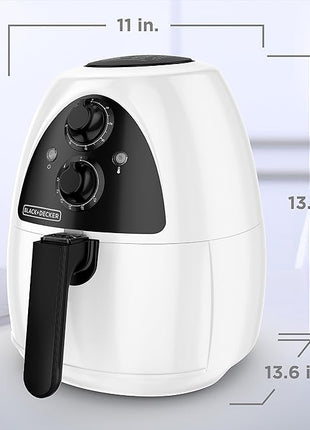 BLACK+DECKER Purify 2-Liter Air Fryer, White/Black, HF100WD