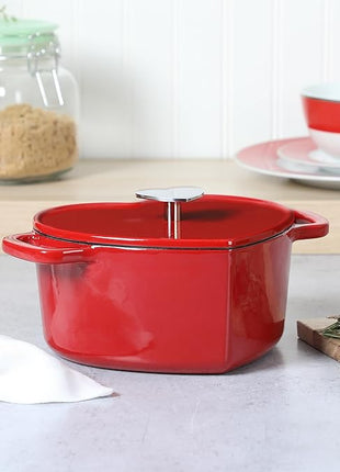 Martha Stewart Heart Shaped Enamel Cast Iron 2-Quart Dutch Oven - Red