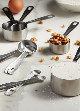 husMait Stainless Steel Measuring Spoons - 5 Piece Heavy Duty Measuring Spoon Set for Dry Food, Spices or Liquids