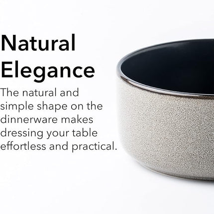 FLACKAR Square Stoneware 16pc Dinnerware Set for 4, Dinner Plates, Side Plates, Cereal Bowls, Mugs - Reactive Glaze Grey (477653)