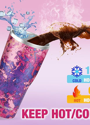 HAUSHOF 20 oz Tumbler, Stainless Steel Vacuum Coffee Tumbler, Durable Insulated Tumbler Cups for Hot and Cold Drinks, Portable Water Tumbler with Lid for Office, Camping, Sports