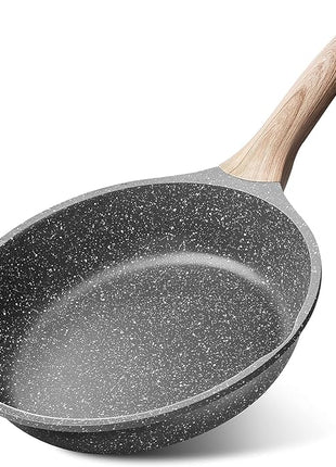 Caannasweis Nonstick Granite Frying Pan Skillet, Non Stick Omelette Fry Pans, Omelet Egg Pan, Stone Cookware Chef's Pan, Induction Compatible, PFOA Free (Gray, 11 Inch)