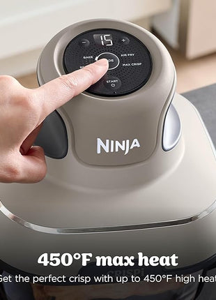 Ninja Crispi Air Fryer, Microwave, Freezer & Dishwasher Safe, Non Toxic Glass Portable Cooking System, 4 QT & 6 Cup Glass Containers with Storage Lids, Easy Meals, Air Fry, Bake, Stone, FN101ST