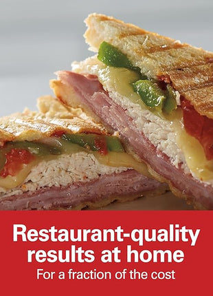 Hamilton Beach Panini Press, Sandwich Maker & Electric Indoor Grill, Upright Storage, Nonstick Easy Clean Grids, Stainless Steel (25410)