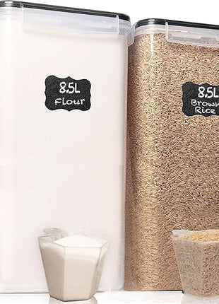 WHITE FEATHER SUPPLIES 2 PC [8.5L / 287 Oz] Extra Large Airtight Food Storage Containers with Lids - BPA Free Kitchen and Pantry Organization Containers for Baking Supplies, Cereal, Flour, Sugar, Rice