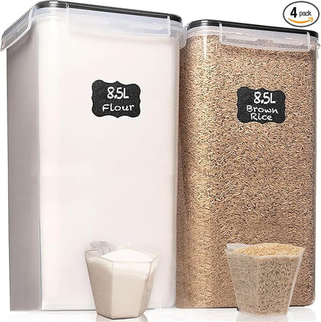 WHITE FEATHER SUPPLIES 2 PC [8.5L / 287 Oz] Extra Large Airtight Food Storage Containers with Lids - BPA Free Kitchen and Pantry Organization Containers for Baking Supplies, Cereal, Flour, Sugar, Rice