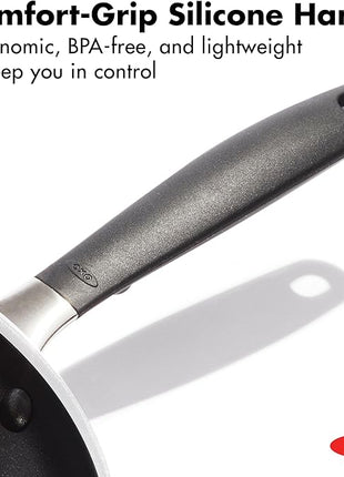 OXO 8”, 10” & 12” Non-Stick Every Day Frying Pan Set, BPA-Free Comfort Grip Silicone Handles, Dishwasher & Oven Safe, PFAS-Free Ceramic Skillets, Black