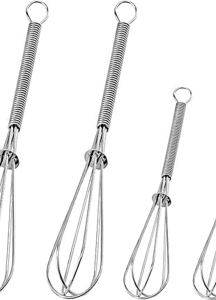 Anaeat Mini Wire Whisks, Set of 4 Portable Stainless Steel Kitchen Tiny Whisk & Egg Beater with Thick Wire - Sturdy Small Mixing Balloon for Cooking, Blending, Whiping, Beating and Stirring (5" + 7")