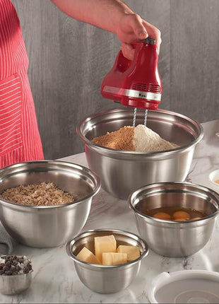 Stainless Steel Mixing Bowls Set with Lids, Home Kitchen Cooking Essentials Household Must Haves for Baking, 5 Pieces