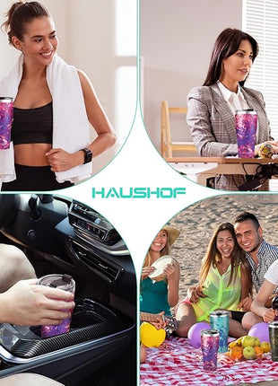 HAUSHOF 20 oz Tumbler, Stainless Steel Vacuum Coffee Tumbler, Durable Insulated Tumbler Cups for Hot and Cold Drinks, Portable Water Tumbler with Lid for Office, Camping, Sports