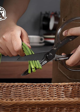 MITSUMOTO SAKARI Heavy Duty Japanese Kitchen Scissors, Multipurpose Detachable Stainless Steel Kitchen Shears, Sharp Cooking Scissors for Meat, Fish, Nuts, Vegetables
