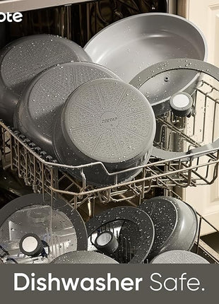 CAROTE 27pcs Ceramic Cookware Set Nonstick, Pots and Pans Set Non stick, Non Toxic Cookware, Dishwasher/Oven Safe, RV/Camping Cookware Set, Pan and Pot with Kitchen Utensils, Dark Gray