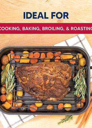 HIC Kitchen Roasting Adjustable Baking Rack, Nonstick-Coated Steel, Adjusts to 7 Different Positions, 11.5 x 10.5 x 0.5-Inches