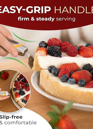 Orblue Pie Server, Essential Kitchen Tool, Serrated on Both Sides, Great for Right or Left Handed Chef, Stainless Steel Flatware, Cake Cutter, Orange