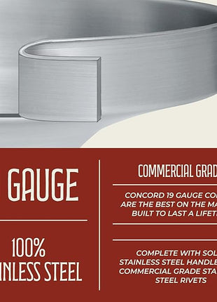 Concord Stainless Steel Comal Frying Bowl Cookware (22"), silver (S4008 S4812 S5612)