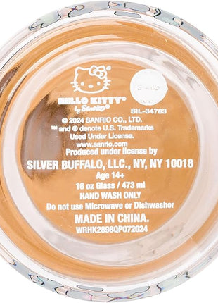 Silver Buffalo Sanrio Hello Kitty Leopard Print Glass Tumbler with Bamboo Lid and Glass Straw, 16 Ounces