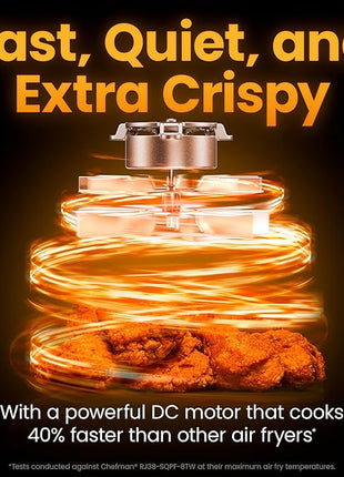 Chefman Air Fryer TurboFry 7-Qt, 6-in-1 High-Powered 450°F Cooking for Crispier Results, Compact Space-Saving Design, Air Fry, Bake, Broil, Reheat, Dehydrate, Defrost, Fast & Even Cooking – Black